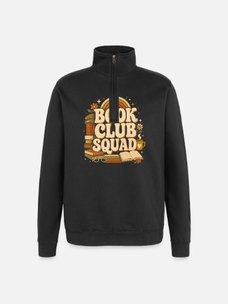 Book Club Squad Cozy Retro - Quarter-Zip Sweatshirt - black