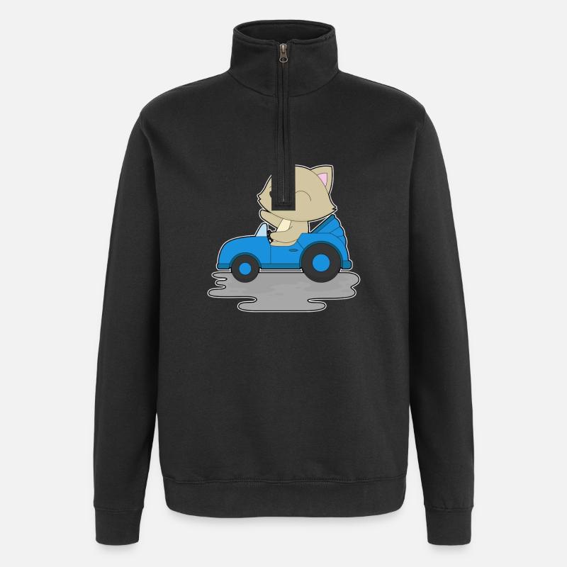 Cat Car - Sweat à zip 1/4 - noir