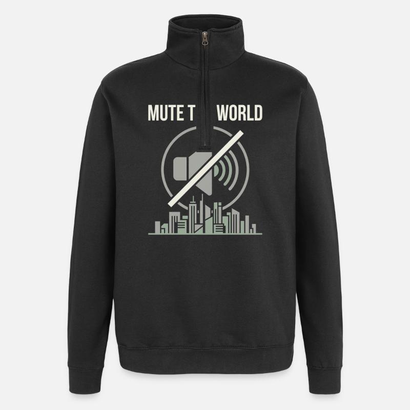 Temps de muet - Sweat à zip 1/4 - noir