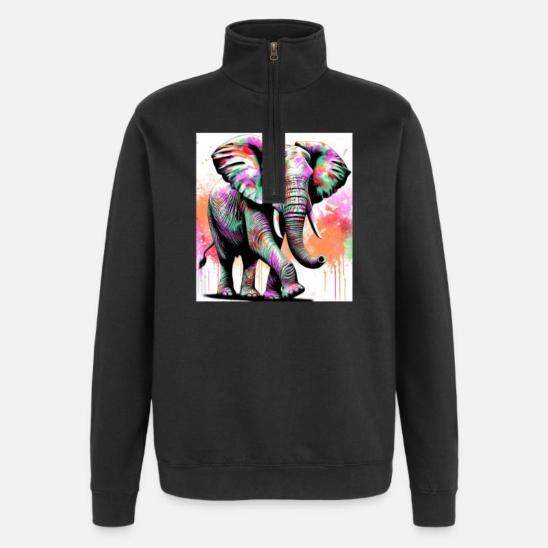 éléphant - Sweat à zip 1/4 - noir
