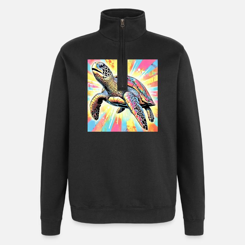 Schildkröte - Quarter-Zip-Sweatshirt - Schwarz