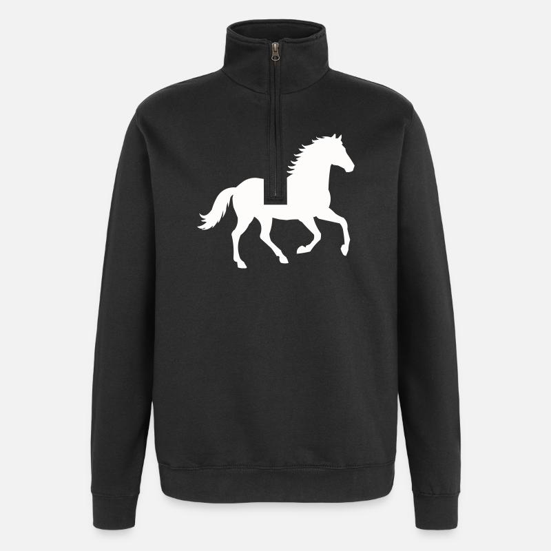 Silhouette eines wilden Pferdes - Quarter-Zip-Sweatshirt - Schwarz