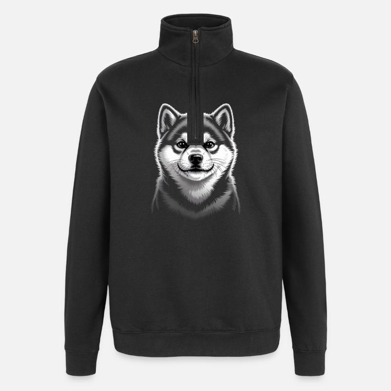 Shiba Inu Illustration - Sweat à zip 1/4 - noir