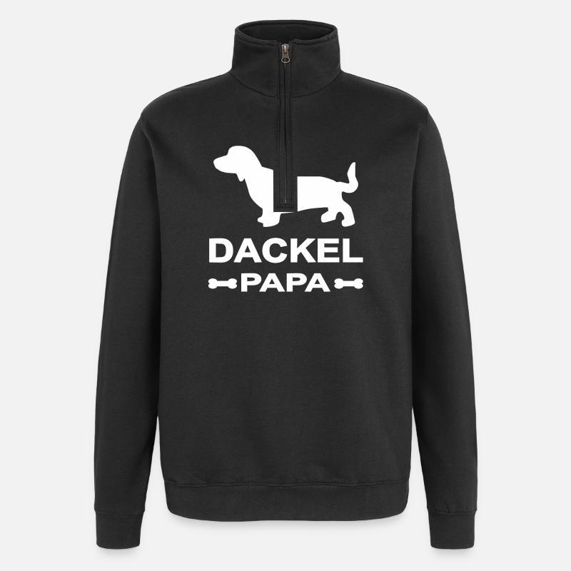 Dackel - Quarter-Zip-Sweatshirt - Schwarz