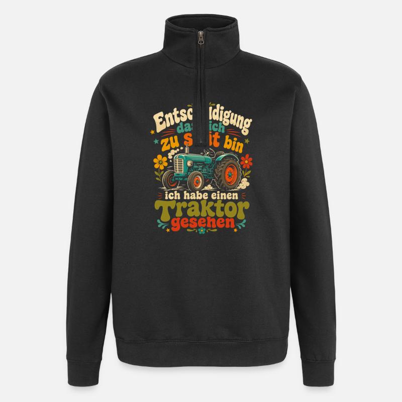 Entschuldigung: Traktor gesehen - Quarter-Zip-Sweatshirt - Schwarz