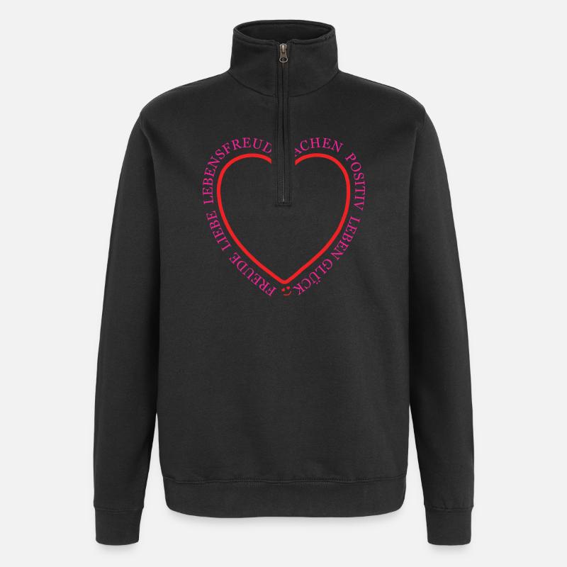 Herzring der Freude - Quarter-Zip-Sweatshirt - Schwarz