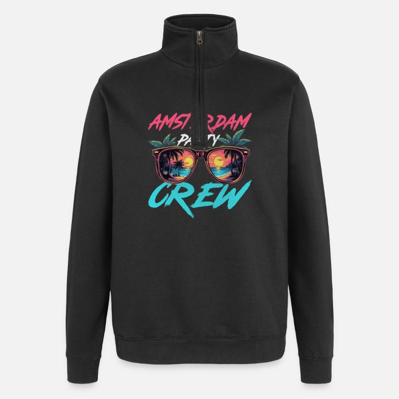 Amsterdam Party Crew - Quarter-Zip Sweatshirt - black