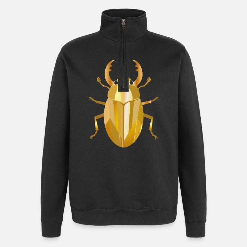 Goldener Scarabäus Symbol Stil - Quarter-Zip-Sweatshirt - Schwarz