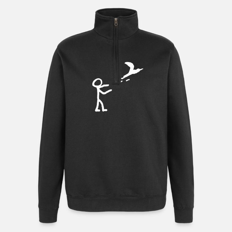 Fliegen lassen - Quarter-Zip-Sweatshirt - Schwarz