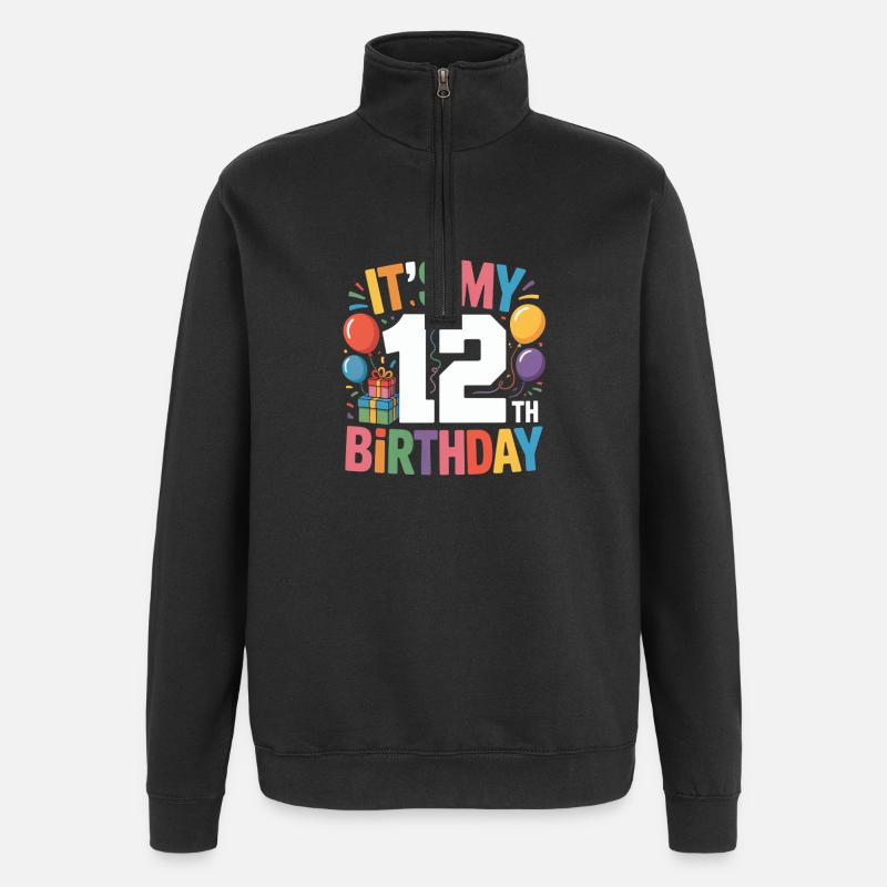12th birthday - Quarter-Zip-Sweatshirt - Schwarz