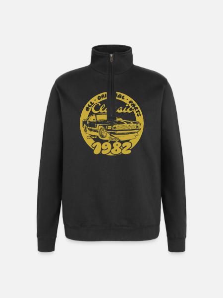 44th Birthday - Classic Musclecar 07/1982 - Quarter-Zip Sweatshirt - black