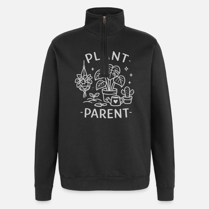 Pflanzenliebe Linienkunst - Quarter-Zip-Sweatshirt - Schwarz