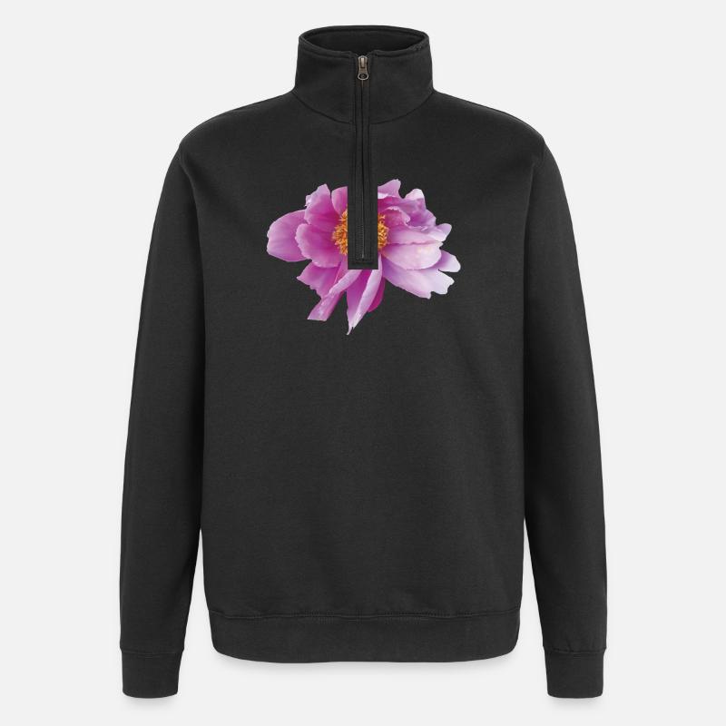 Peony_Dancing_in_Wind - Sweat à zip 1/4 - noir