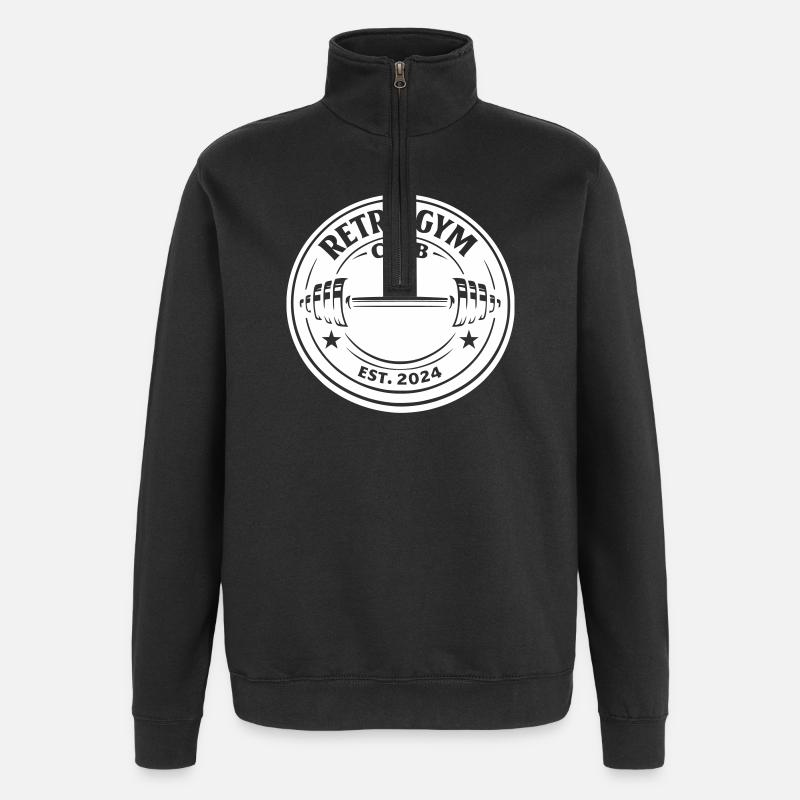 Logo rétro du Gym Club Dumbbell - Sweat à zip 1/4 - noir