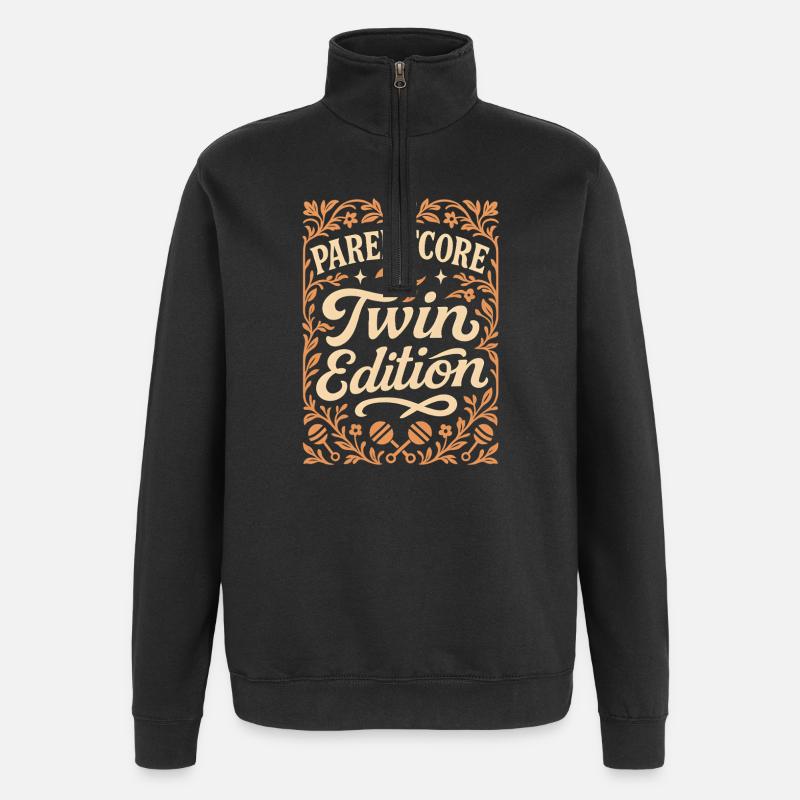 Twin Edition | Zwillingseltern Retro - Quarter-Zip-Sweatshirt - Schwarz
