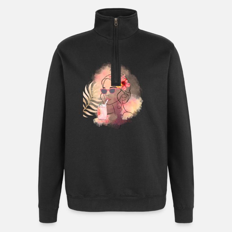 Tropic Mood Summer Design - Sweat à zip 1/4 - noir