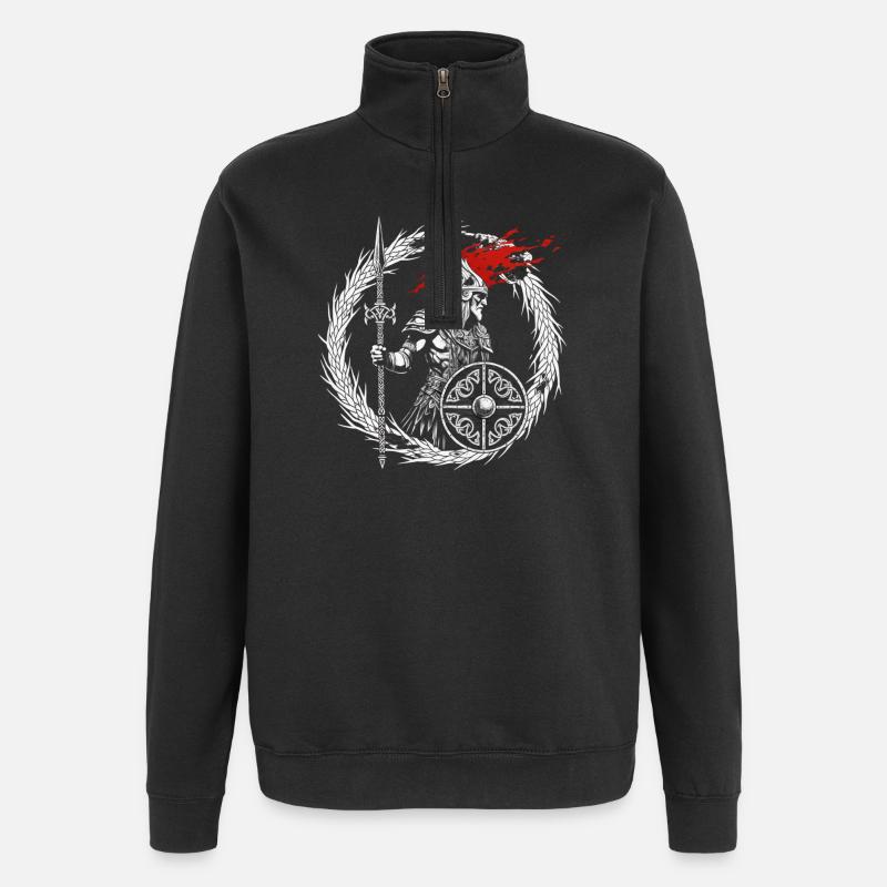 Guerrier viking intrépide - Valhalla attend - Sweat à zip 1/4 - noir