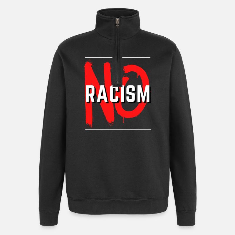 No Racism Statement - Quarter-Zip-Sweatshirt - Schwarz