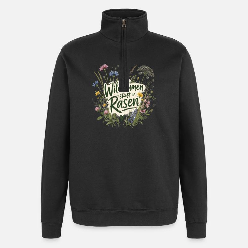 Wildblumen statt Rasen - Quarter-Zip-Sweatshirt - Schwarz