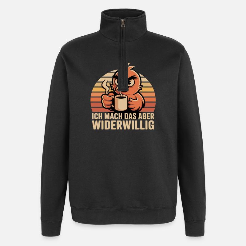 Küken Kaffee Widerwillig - Quarter-Zip-Sweatshirt - Schwarz