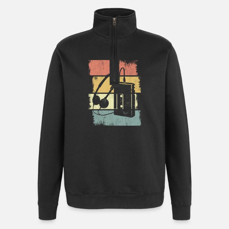 Cassette Player Graphics - Quarter-Zip Sweatshirt - black
