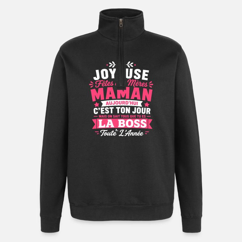 Maman chef - Sweat à zip 1/4 - noir