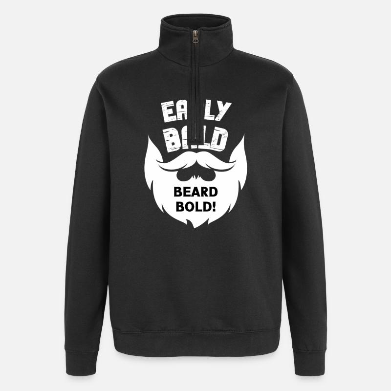 Early Bald Beard Bold - Quarter-Zip Sweatshirt - black
