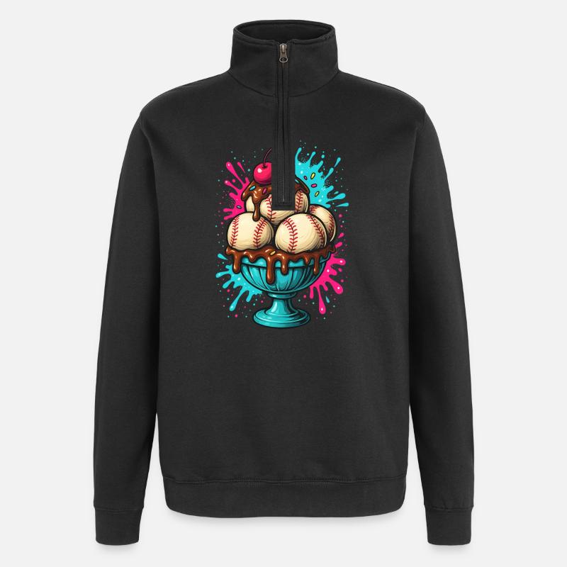 Plaisir Sundae de baseball - Sweat à zip 1/4 - noir