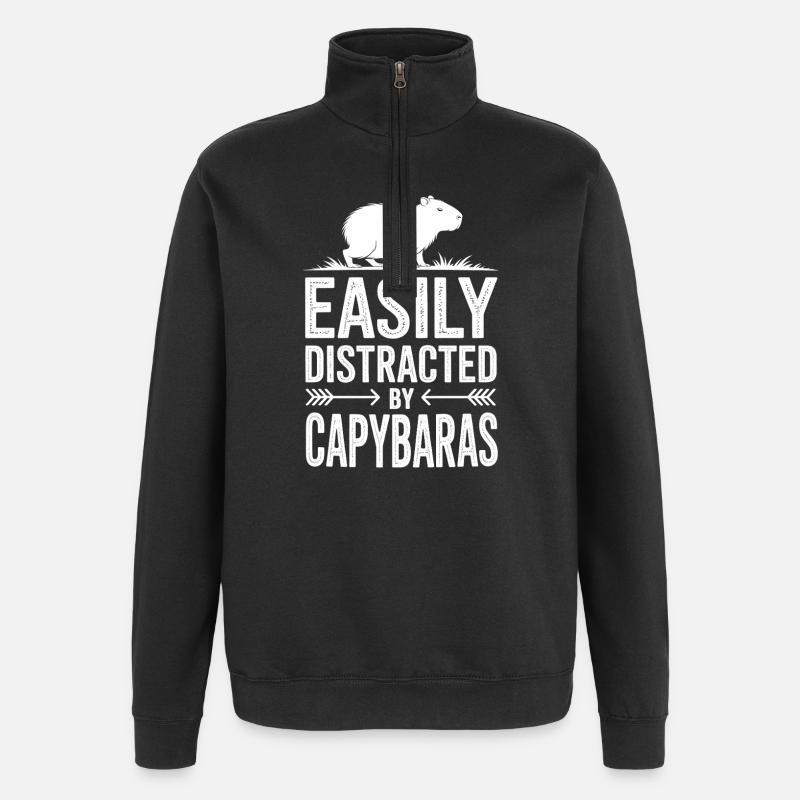 Capybara Sprüche Capybara Lustig Capybara Geschenk - Quarter-Zip-Sweatshirt - Schwarz