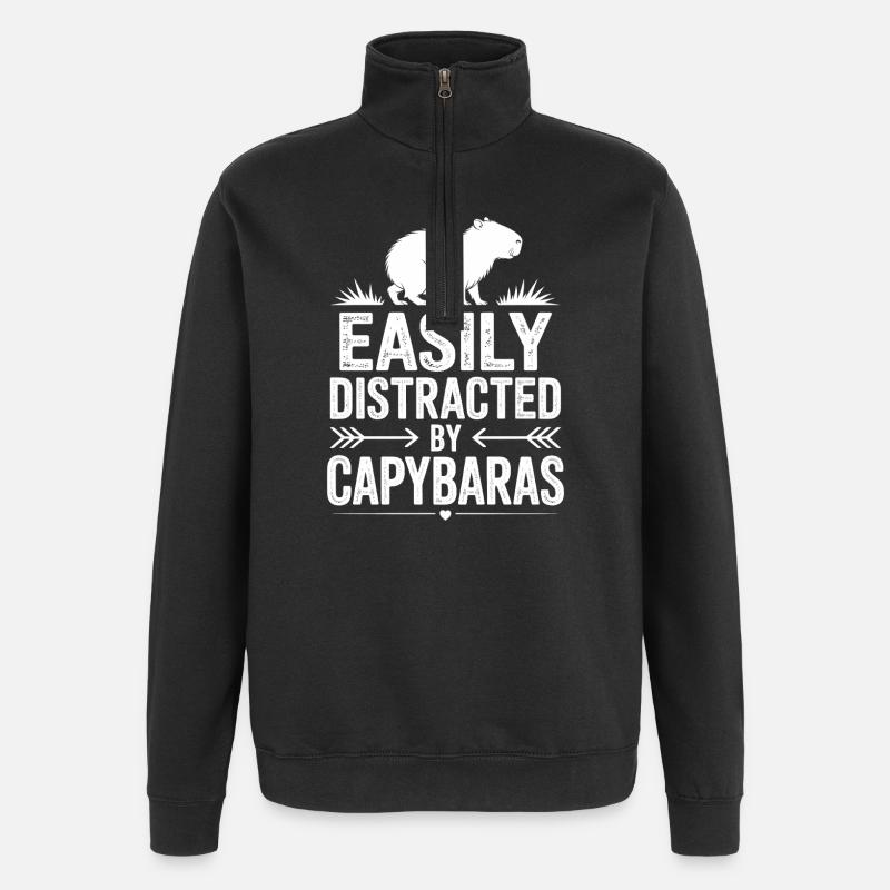 Capybara Sprüche Capybara Lustig Capybara Geschenk - Quarter-Zip-Sweatshirt - Schwarz