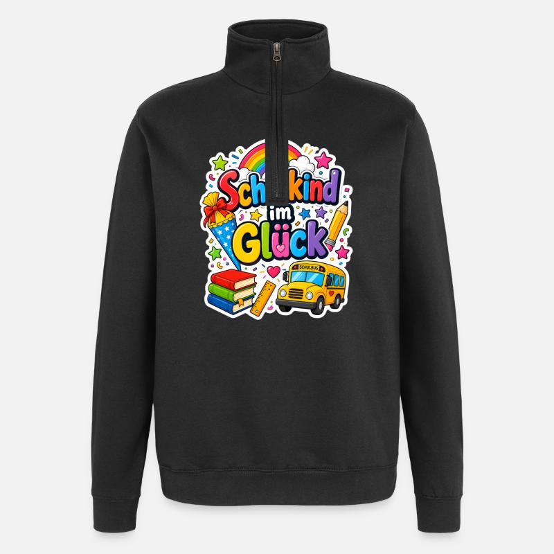 Schulkind 2026 Einschulung 2026 Schulanfang - Quarter-Zip-Sweatshirt - Schwarz