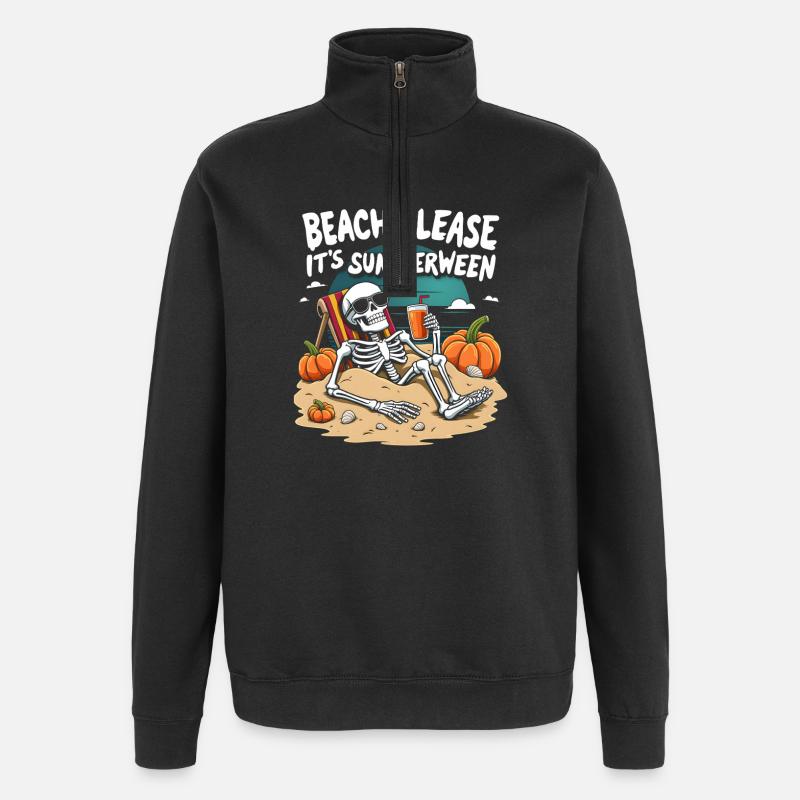 Beach Please Summerween Halloween - Quarter-Zip-Sweatshirt - Schwarz