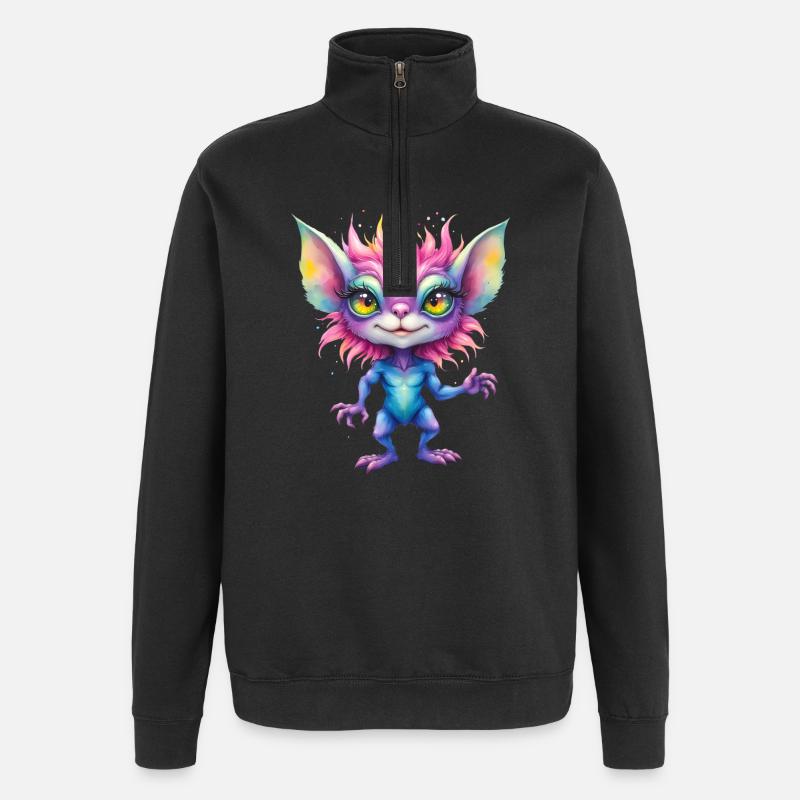 Créature arc-en-ciel fantastique - Sweat à zip 1/4 - noir