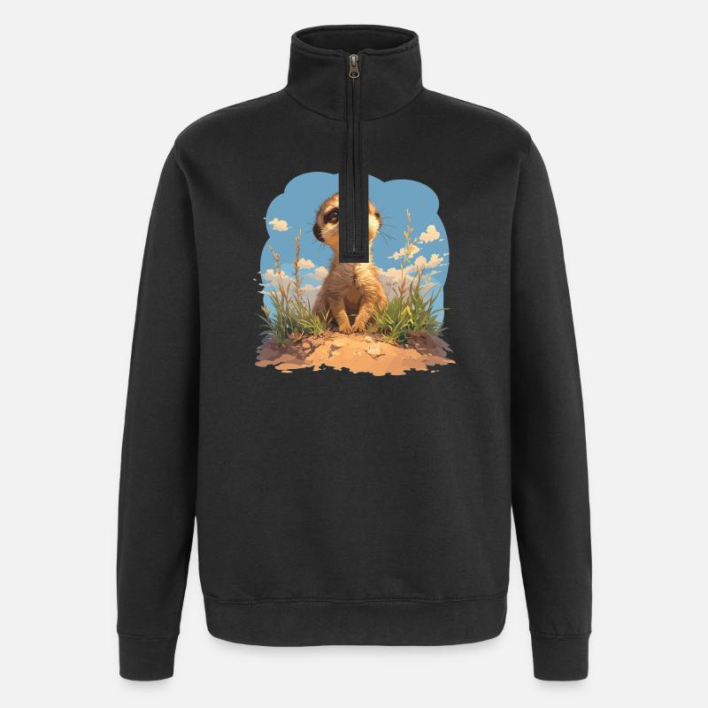 Suricate Erdmännchen - Sweat à zip 1/4 - noir