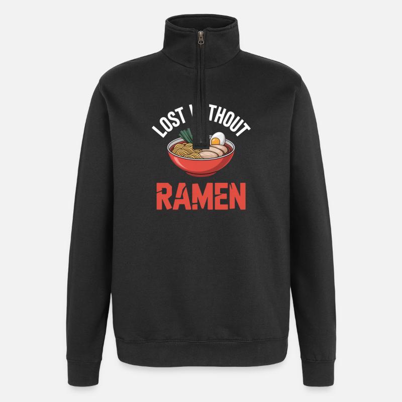 Ramen Nudelsuppe Geschenk - Quarter-Zip-Sweatshirt - Schwarz