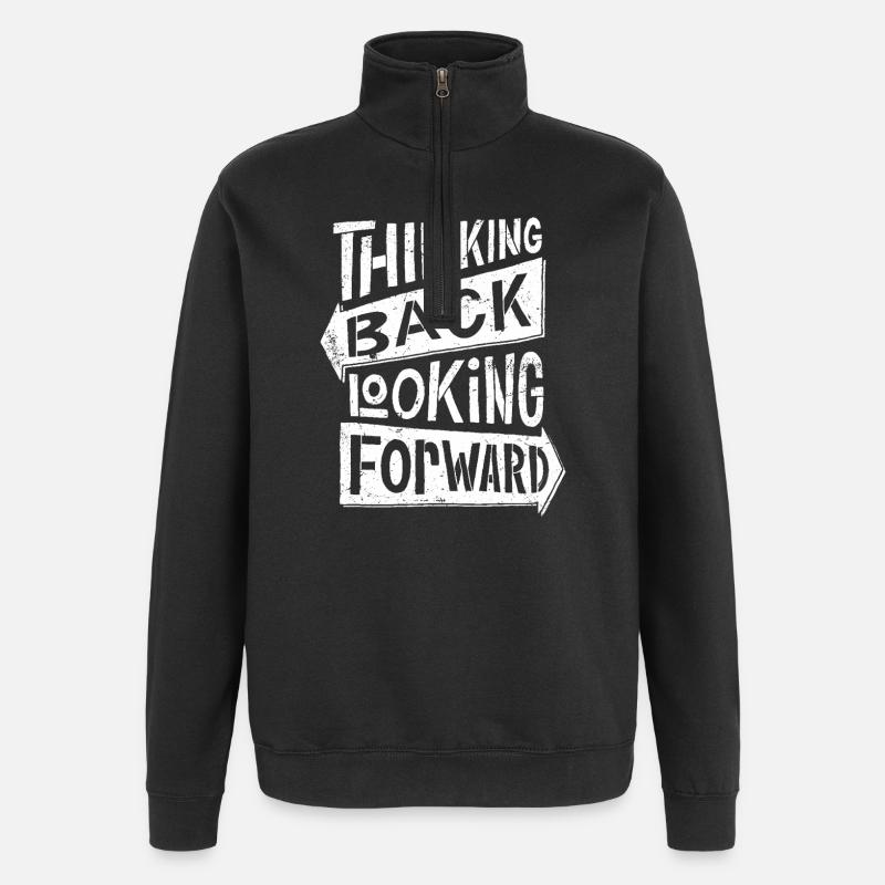 thinking back looking forward - Quarter-Zip-Sweatshirt - Schwarz