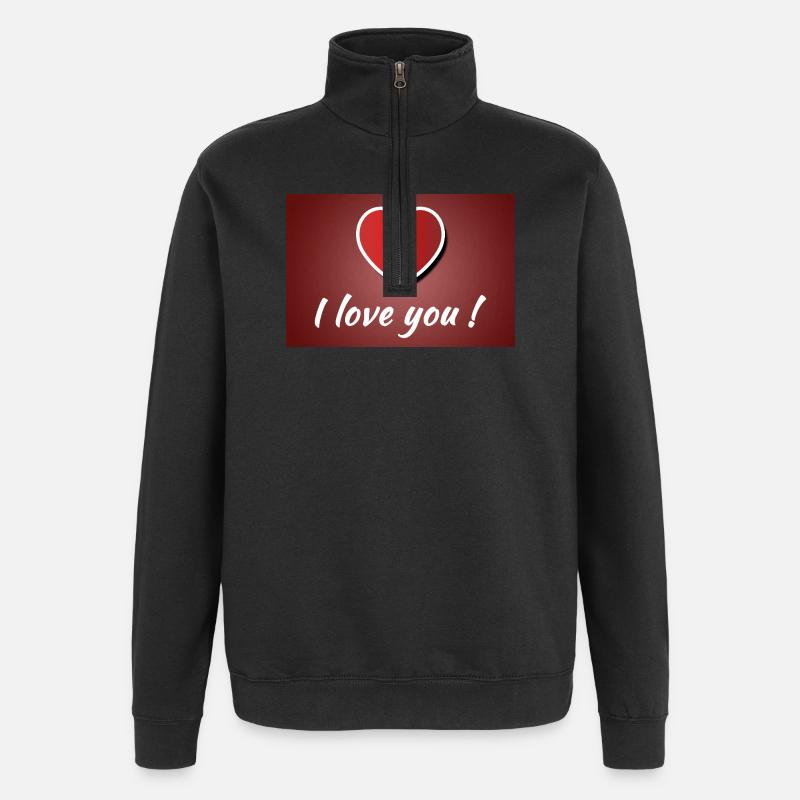 Je t’aime - Affiche avec cœur - Sweat à zip 1/4 - noir