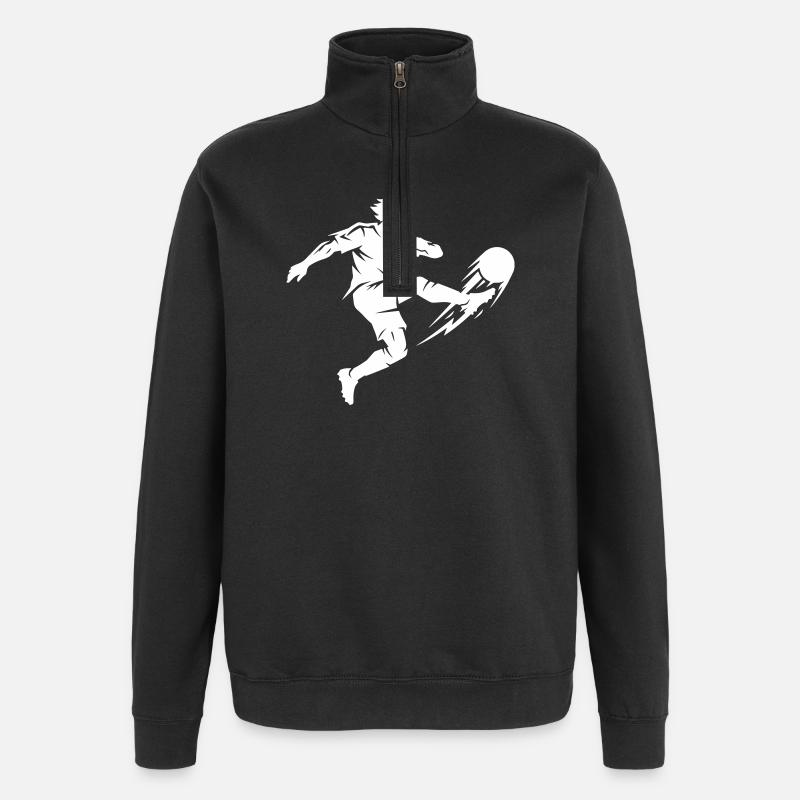 Fussballer Silhouette - Quarter-Zip-Sweatshirt - Schwarz