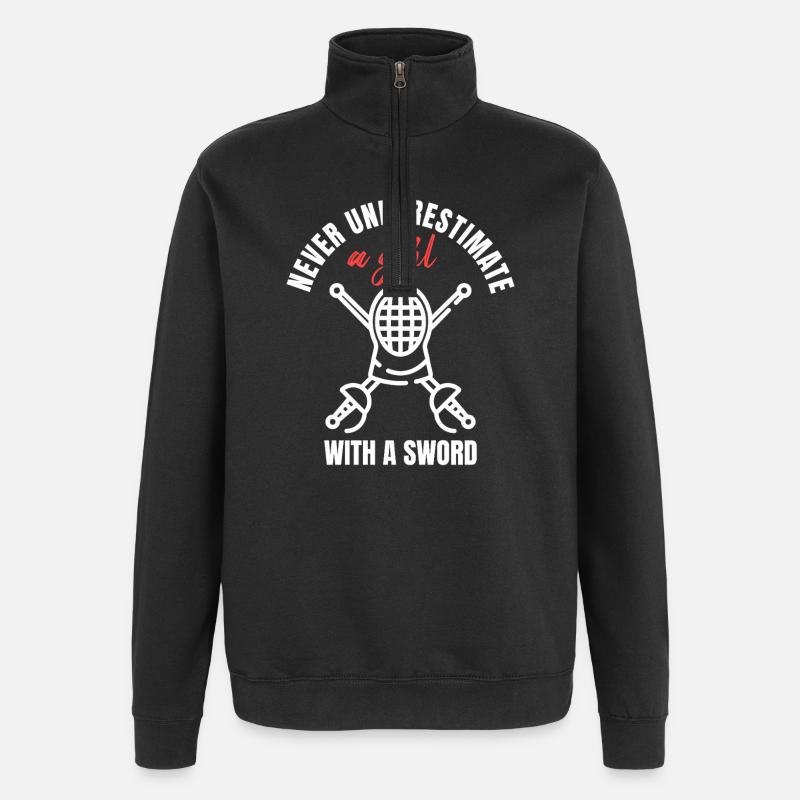 Fille d’Escrime avec Épée - Sweat à zip 1/4 - noir