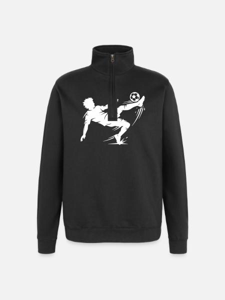 Fallrückzieher Fussball Silhouette - Quarter-Zip-Sweatshirt - Schwarz