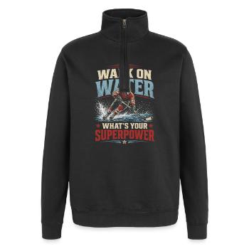 Wasserläufer Superkraft - Quarter-Zip-Sweatshirt - Schwarz - Vorne - AI Model Female 172 light (172cm) & AI Model Male 178 dark (178cm)