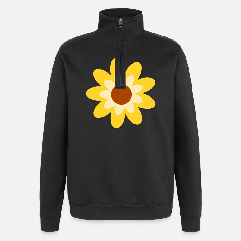 70s Flower Pattern Hippie Gift - Quarter-Zip Sweatshirt - black