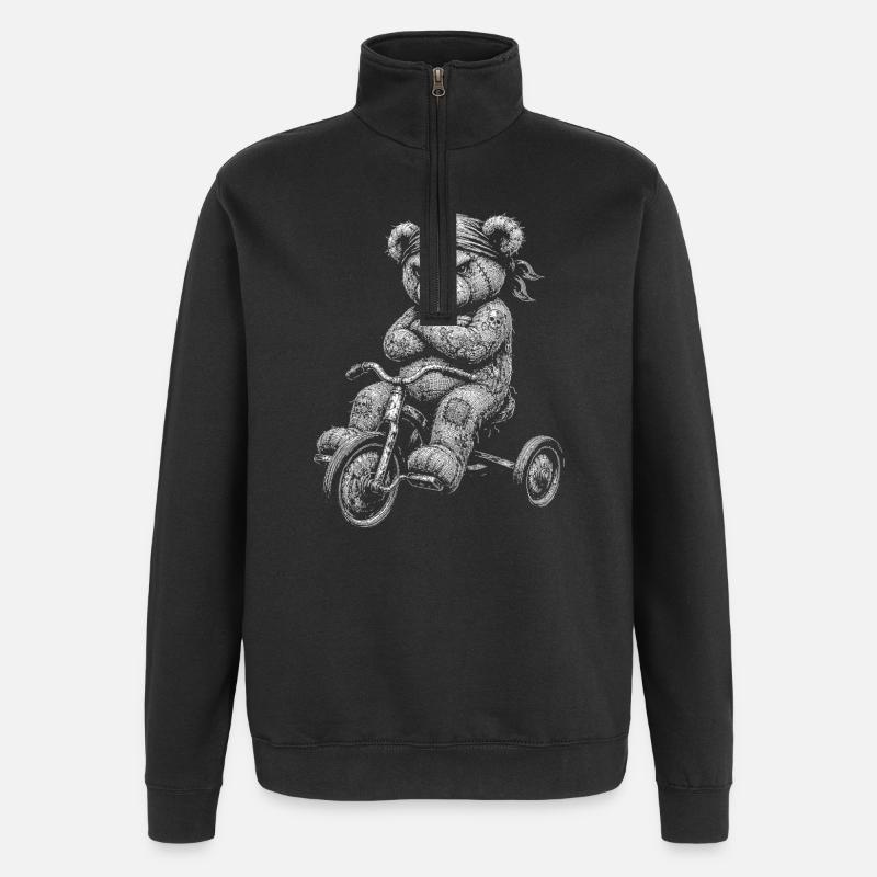 Teddybär - Quarter-Zip-Sweatshirt - Schwarz