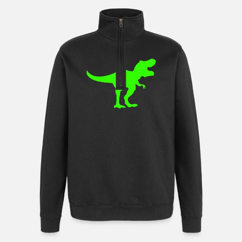 Silhouette de Dino Rex Vert - Sweat à zip 1/4 - noir