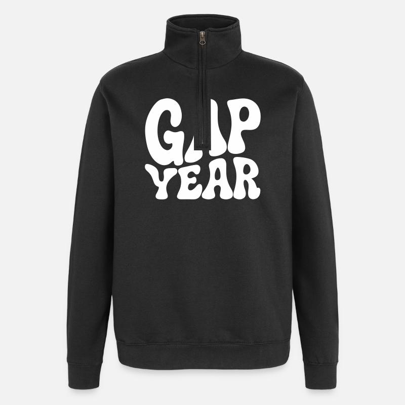 Lettrage rétro de l’année sabbatique - Sweat à zip 1/4 - noir