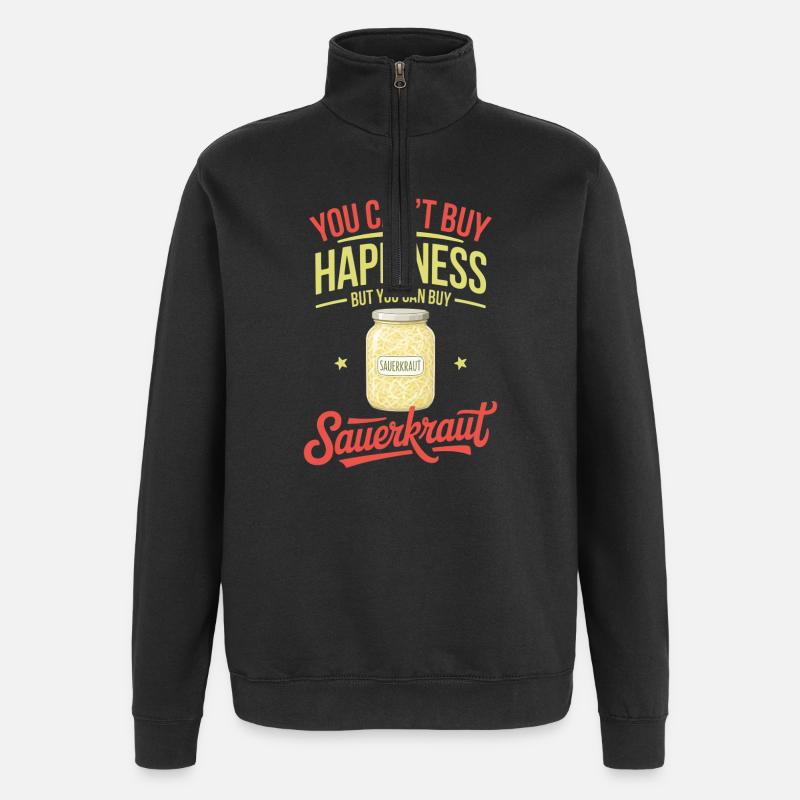 Sauerkraut deutsche Gerichte Sauerkohl Geschenk - Quarter-Zip-Sweatshirt - Schwarz