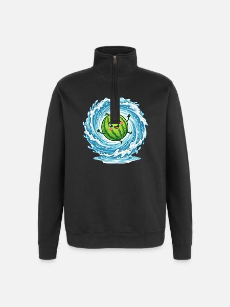 Splashing Watermelon Summer Pool Vibes Ladies - Quarter-Zip Sweatshirt - black