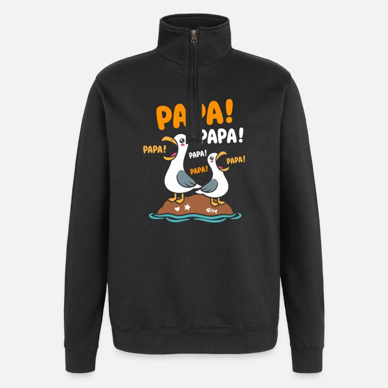Mouettes Papa sur Roche - Sweat à zip 1/4 - noir