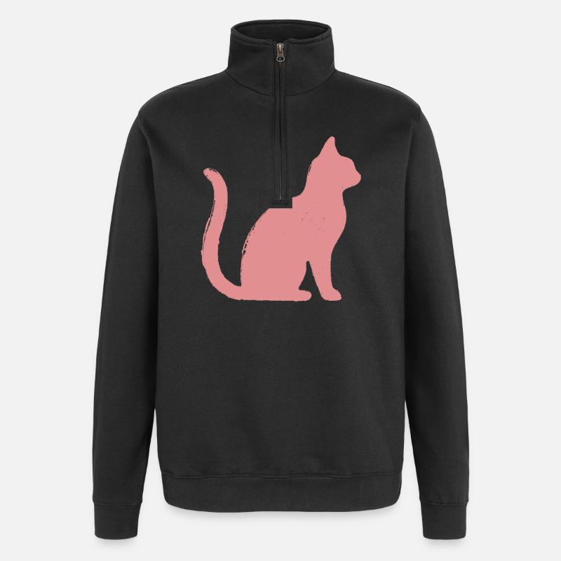 Contour du chat - Pastel - Sweat à zip 1/4 - noir