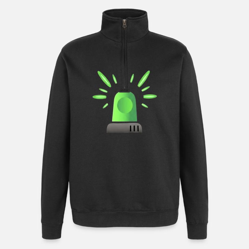 Grüne Sirene Warnleuchte - Einsatzfahrzeug Notfall - Quarter-Zip-Sweatshirt - Schwarz